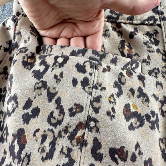 Maurices Skirt Women’s 12 Tan Leopard Print Button Down A-Line Animal Faux Suede - Picture 5 of 8